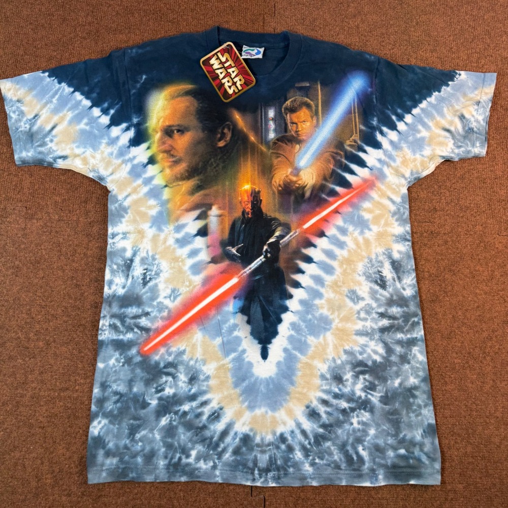 A+ Liquid Blue Star Wars Episode I Darth Maul Tie Dye Shirt M Phantom Menace NWT
